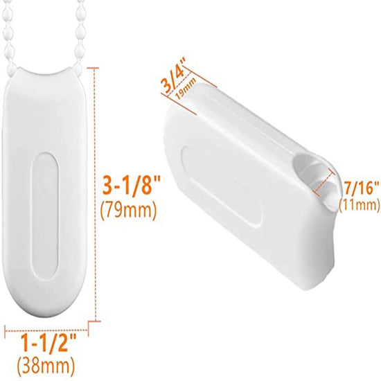 pieces - Pull cord handles - Cord knobs - for blinds and roller blinds - Blinds accessories - window decoration accessories - white - plastic - 3.8*7.9*1.9 cm - for wire diameter smaller than 10 mm