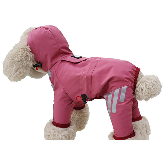 Dog Raincoat Waterproof Pink Hood Jacket Pet Clothing Size L