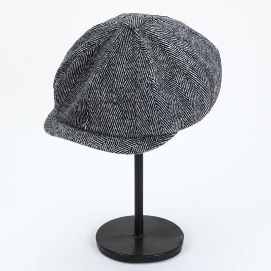 Retro Newsboy Cap Grey Men Octagonal Hat Peaky Blinders Style