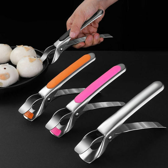 2pcs Air Fryer Camping Tools Anti-scald Tongs Pan Gripper Pot Clip Bowl Clip Black