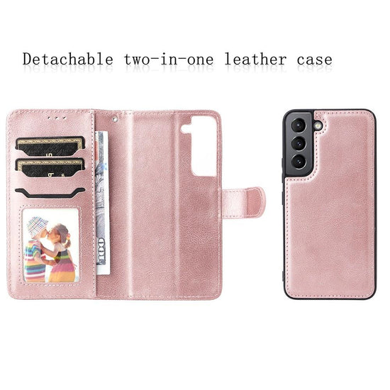 Compatible withSamsung S22 Magnetic 2-in-1 Phone Case Wallet Pink Pink Gold