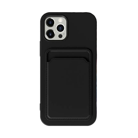 Compatible with Apple iPhone 13 Silicone Case with Card Holder Black