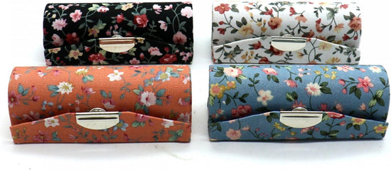 4 Pcs Ladies Floral Lipstick Case Holder with Mirror, Cosmetic Storage Kit Makeup Travel Cases Organizer Bag for Purse