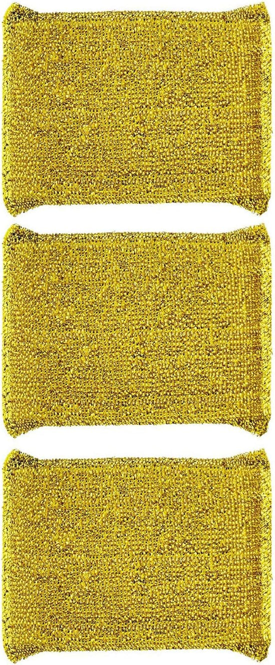 6 Pieces Non-Scratch Scrub Sponges Pads, Cleaning Scrub Sponge, Dish Wash Sponge, Kitchen Sponge, Multi-Use Heavy Duty Scrub Sponge - Gold