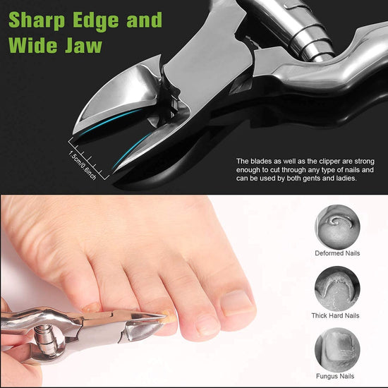 Toenail Clippers for Thick or Ingrown Toenails, Stainless Steel Long Handle Toenail Cutters Medical Surgical Grade Secure and Stylish Design - W/Leather Case Heavy Duty Podiatrist&