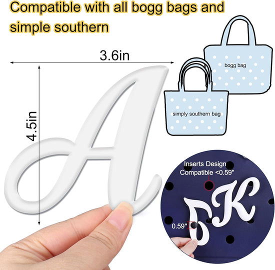 Letter Charms for Bogg Bag,Alphabet Lettering Accessories Charms Compatible with Bogg Bag Original All Models, Insert Decorative Letter for Handbag Beach Tote Bag A