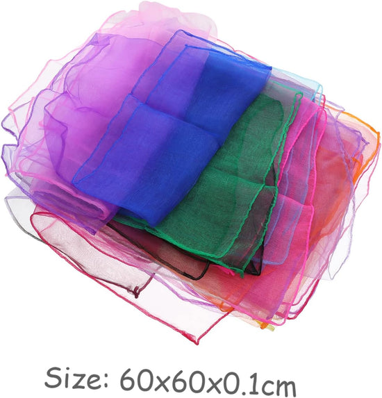 12Pcs Gradient Color Juggling Scarves for Soft Chiffon Dance Scarves for Stage Props Decoration Performance Random Colors