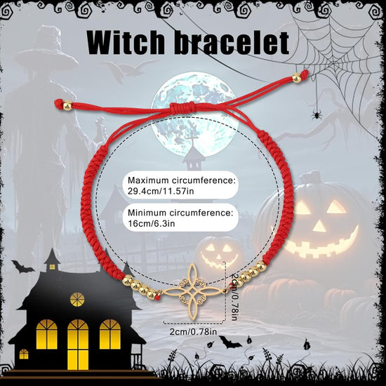 Witches Knot Bracelet, Adjustable Weave Wiccan Bracelet with Stainless Steel Magic Witchcraft Witch&