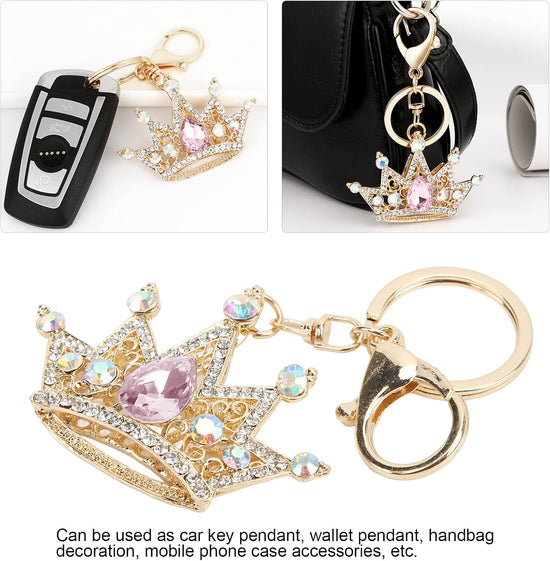 Crown Keychain, Gold 3D Sparkling Charm Rhinestones Crown Key Ring for Girls Women Car Keys Bag() Keychains