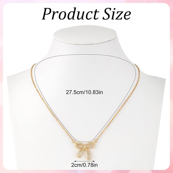 Bow Necklace, Dainty Ribbon Bowknot Chain Necklace Cute Fashion Bowtie Pendant for Choker Gold Bow Jewelry Gift for Women Wedding Prom Daily Wear