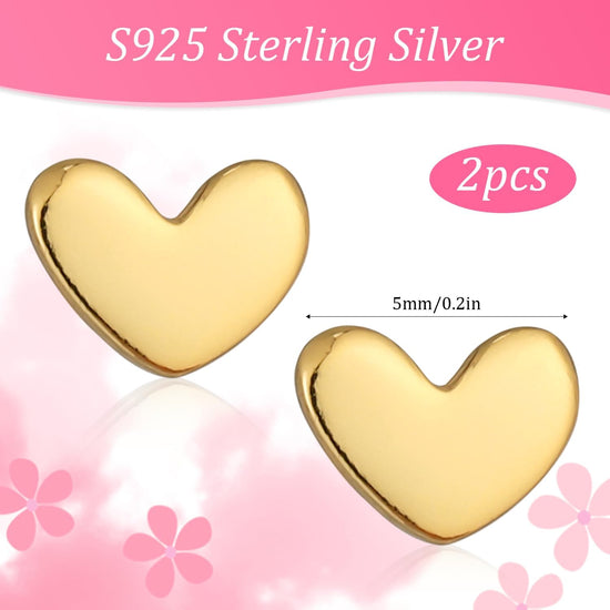 Mini Heart Earrings Studs, Small Dainty Heart S925 Silver Gold Earrings Skin-Friendly Tiny Cartilage Tragus Earrings for Women