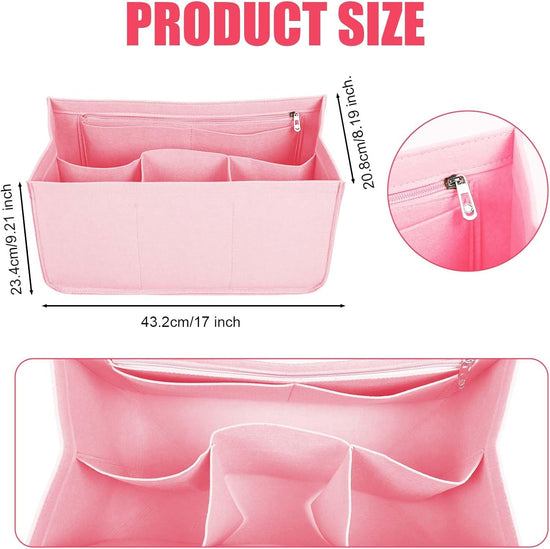 Rubber Beach Bag Organizer Compatible with Bogg Bag/Simply Southern Tote, Tote Organizer Insert Felt Bag Organizer Insert with 7 Pockets, Only for Bogg Bag XL Size (Pink)