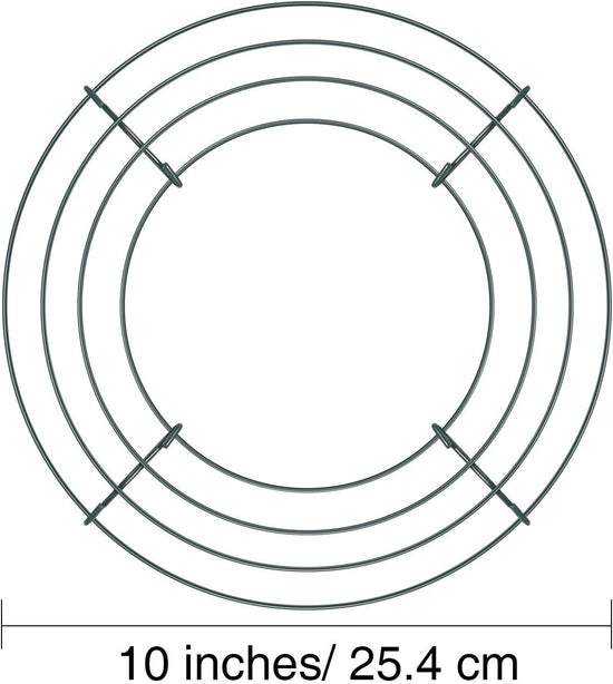 10 Packs Christmas Metal Wreath Frame Green Round Wire Wreath Making Ring DIY Macrame Floral Crafts Wire Form Christmas Decoration Door Craft (10 Inches)