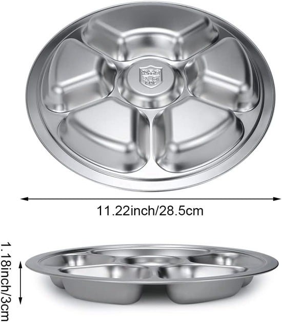 Stainless Steel Round Divided Plate 6 Sections
