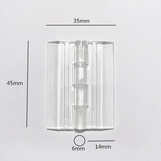 6 Pcs Acrylic Hinges Self Adhesive Clear Small Hinges Plastic Transparent Continuous Piano Hinge Folding Hinge Tools for Cabinet Drawer Furniture DIY Display Stand 45x35 mm