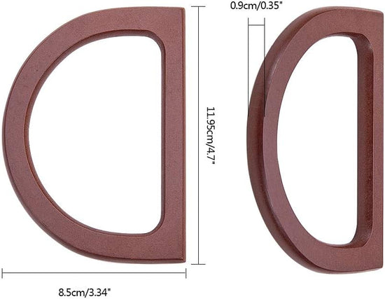 4pcs Wooden Bag Handle Replacement D Shape Purse Handles Handbag Purse Handle Purse Making Supplies for Handmade Beach Bag Crochet Handbags Straw Bag Purse Handles 3.3x4.7inch