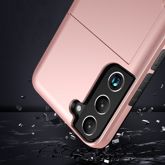 Compatible with Samsung Galaxy S22 Case with Card Slot Rose Gold