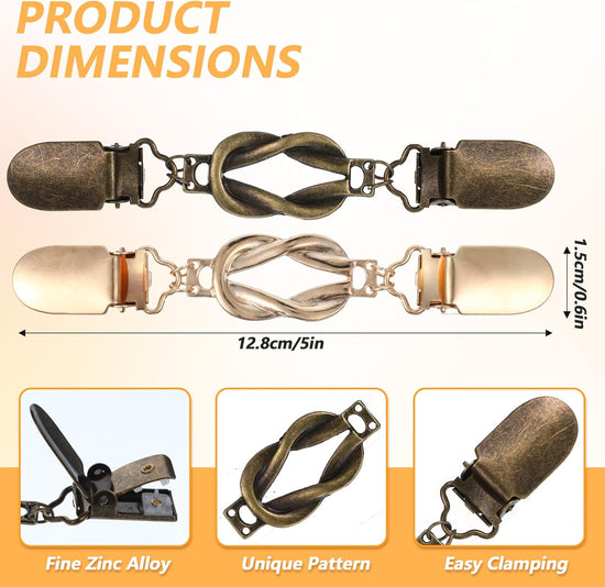 3Pcs Cinch Clip, Sweater Clips to Hold Sweater Together, Dress Clips, Cardigan Clips, Elastic Shawl Clips, Waist Tightener for Women Clothing, Perfect for Sweaters, Shirts, Shawls, Skirts