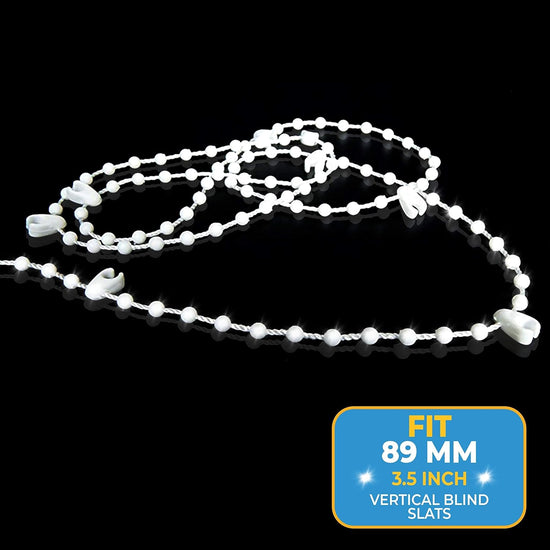 Compatible with Yux Vertical Blinds, 89mm Slats Bottom Chain, 20 Meters with 200 Clips