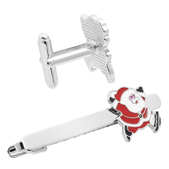 Christmas Tie Clip 2 pcs, Stylish Santa Tie Clip, Compatible with Christmas Wedding Winter Accessories, Bar Buckle Tie Clip