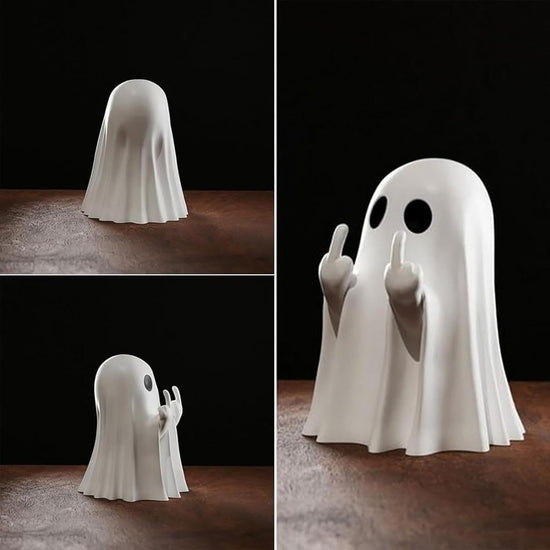 Halloween Resin Middle Finger Ghost Decorations 8CM Pink Pumpkin Ghost with Spranks for Garden and Crafts