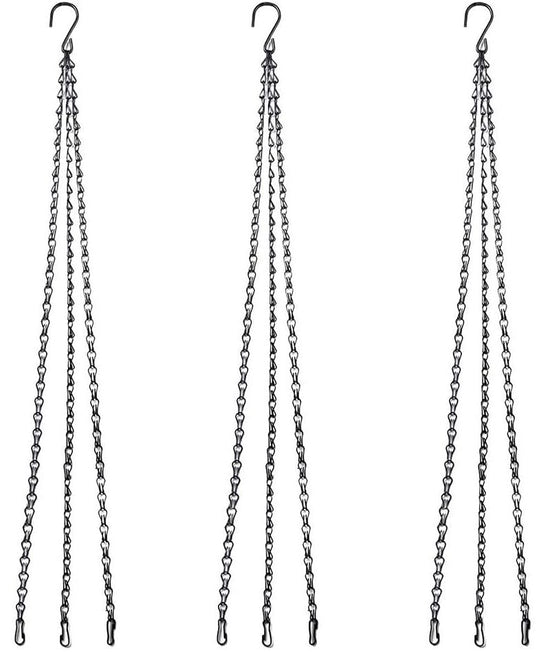 3-Pack Hanging Chain Set, Replacement Chain, Metal, Hanging Basket, Chains, Garden, Flower Pot, Plant Hanger with Clips and Hooks for Bird Feeder