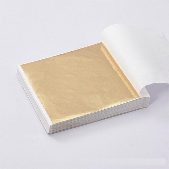 100PCS 24K Pure Genuine Gold Leaf Foil Sheet Gold Decoration (Champagne)
