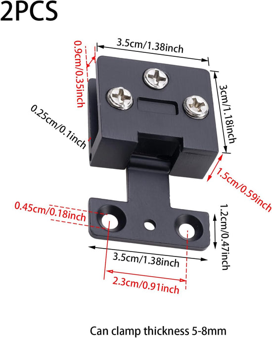 2 Pcs Black Zinc Alloy 90 Degree Frame Glass Cabinet Door Hinges, Wine Glass Frameless Door Hinge, Hinge Clamp, Tempered Glasses Hinges