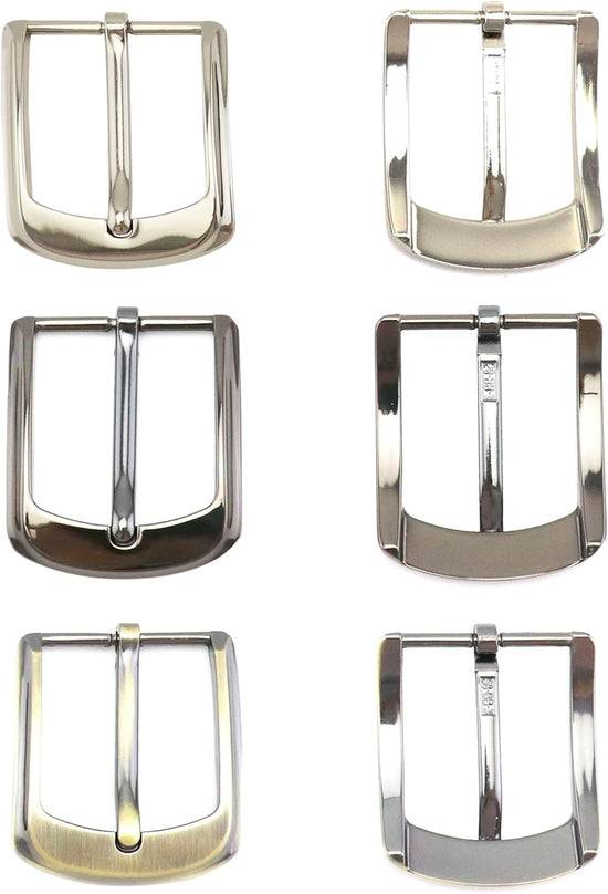 Classic Belt Buckles Set, 3 Pack Metal Belt Buckle 38-40 mm (1.5"-1.6") Single Prong Square Replacement Belt Buckle for Men Women Belt (Silver, Bronze, Gray)