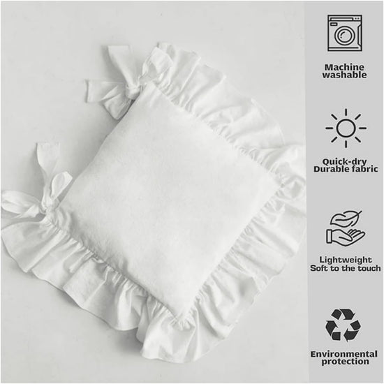 Farmhouse Indoor Chair Cushions for Dining Non-Slip Rocking Chair Cushions with Zipper Ruffled Cotton Seat Cushion for Kitchen White Retro Chair Pads with Ties 14.5&