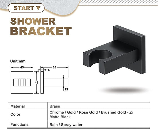 Wall Mounted Bracket for Handheld Shower Head Multicolor Adjustable Holder Design To Meet Any Space Bathroom Showering Spraying Angle Chrome,Brushed gold
