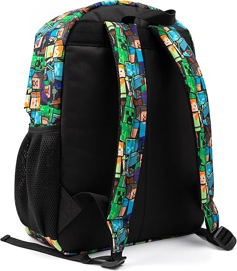 Minecraft Backpack For Boys School Backpack Kids Compatible Minecraft Black Green Creeper Zombie Skeleton Enderman Cave Spider