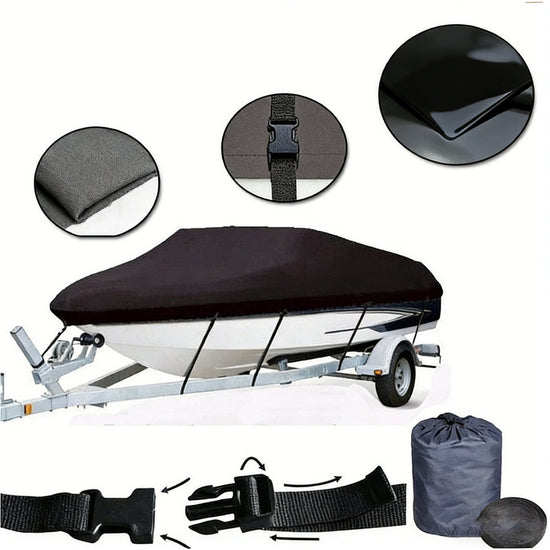 17-19ft Boat Cover Trailerable Marine Grade 600D Black