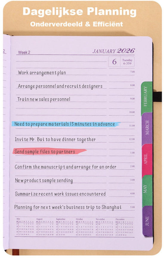 2026 Daily Planner – 2026 Adult Agenda – 1 Day on 1 Page – 365 Day Planner & Notebook – 14.0*20.8cm – Pink