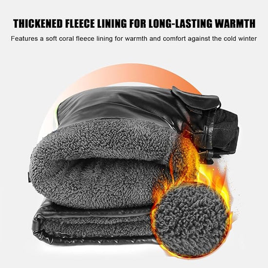 Cycling Gloves - 1 Pair - Extra Padded Cycling Gloves - Warm Gloves - Cycling Gloves - Scooter Gloves - Hand Warmers - Bicycle Accessories - With Reflective Strips - Winter - Windproof - Waterproof (Black)
