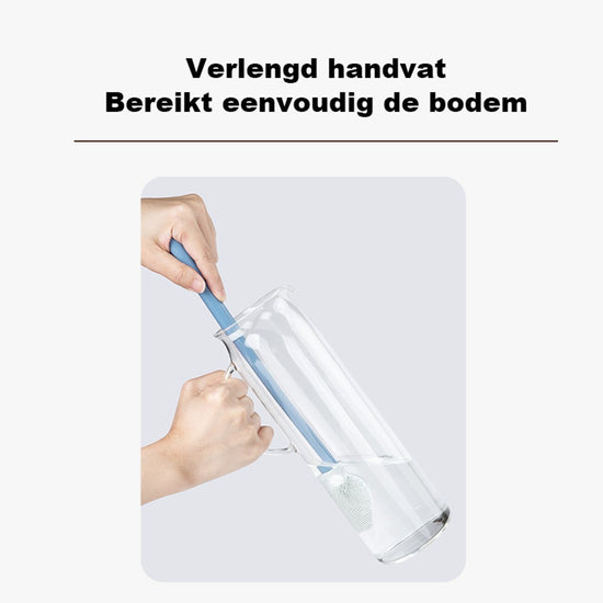 Silicone Bottle Brush - Long Handle 31cm for Deep Cleaning - Soft yet Effective Brush Head - Suitable for Milk Bottles and Tall Glasses