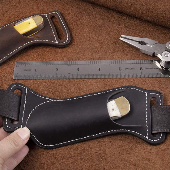 Waist Pack - Belt Holster for Folding Knife - Hip Tool Holster - Waist Pack for 5" Folding Knife - Black