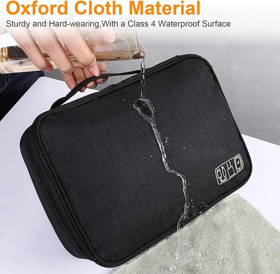 Cable Organizer Travel Bag - Waterproof Portable Cable Organizer - For Chargers, USB Sticks, Headphones, Power Banks, Hard Drives, and SD Cards