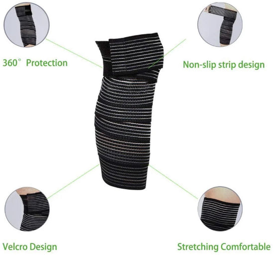 Elastic Knee Brace - Suitable for the Legs - Ideal for Sports Such as Squats, Basketball, Running, Tennis and Football (Black - 1 Piece)