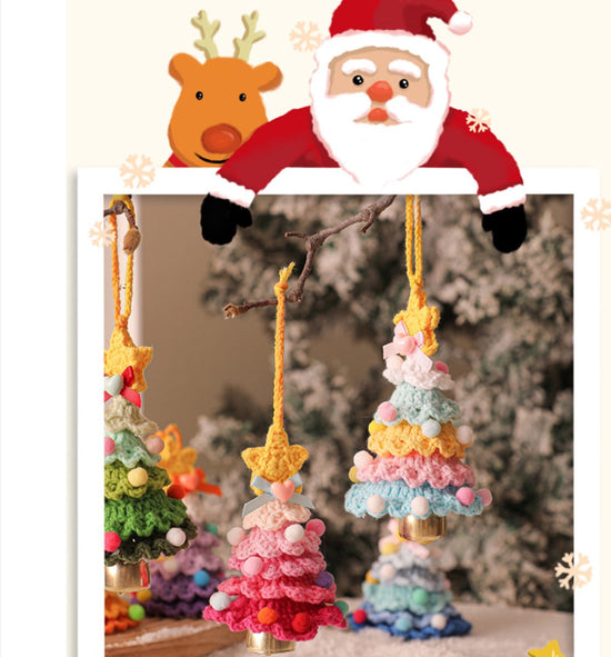 Christmas Decorations - Crochet Christmas Tree Bell Decorations - Small Christmas Decorations - Car Decorations - Style D