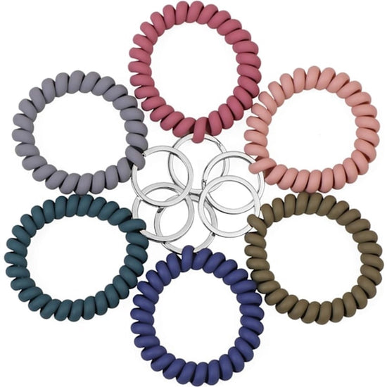 Elastic Bracelet Keychain - Flexible Spiral Bracelet Keychain - For Sauna, Gym, Swimming Pool, ID Card & Outdoor Sports 6-Pack