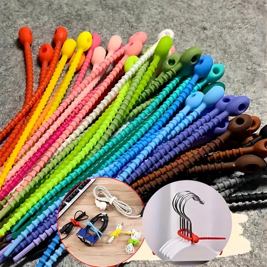 Cable Ties - Tyraps | Tie Wraps - 30 reusable silicone cable ties, 15 cm long with locking mechanism, suitable for home, office, kitchen, school, etc., assorted colors randomly selected