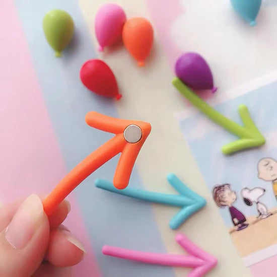 3D Arrow-Shaped Magnetic Notes - Fridge Magnets - 12-Piece Set for Whiteboard & Fridge - 2 Pieces in Each Color