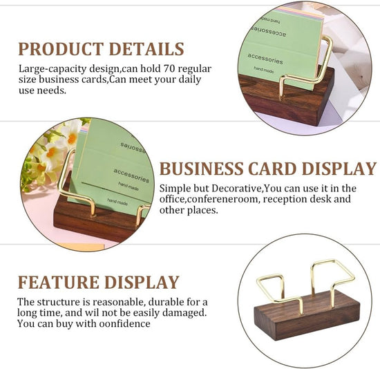 Business Card Holder - Wooden Display Rack - Desk Business Card Holder - Wooden Business Card Holder - Suitable for offices, homes, exhibition stands, receptions, events, meeting rooms and as a promotional gift.(A)