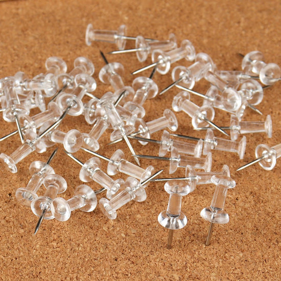 Set of 200 Transparent Push Pins - 11mm Long - Suitable for noticeboards, cards, posters and craft projects
