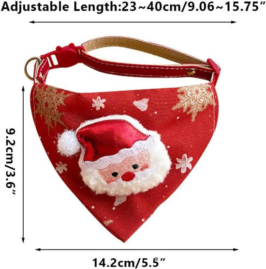 Pet Scarves - 4 Pack - Triangle Christmas Scarves for Dogs - Adjustable Scarves for Pets - Stylish and Breathable Bibs for Dogs - Buckle Design - Suitable for Autumn and Winter Christmas Outfits