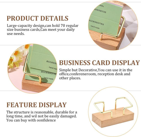 Business Card Holder - Wooden Display Rack - Desk Business Card Holder - Wooden Business Card Holder - Suitable for offices, homes, exhibition stands, receptions, events, meeting rooms and as a promotional gift.(B)