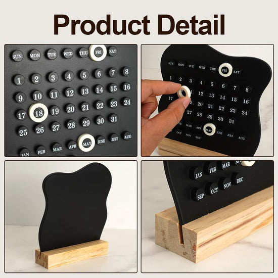 Desktop Perpetual Calendar - 2026 Calendar - Reusable Block Calendar for the Desk - 2026 Monthly Calendar - Modern Ring Date Calendar - Black