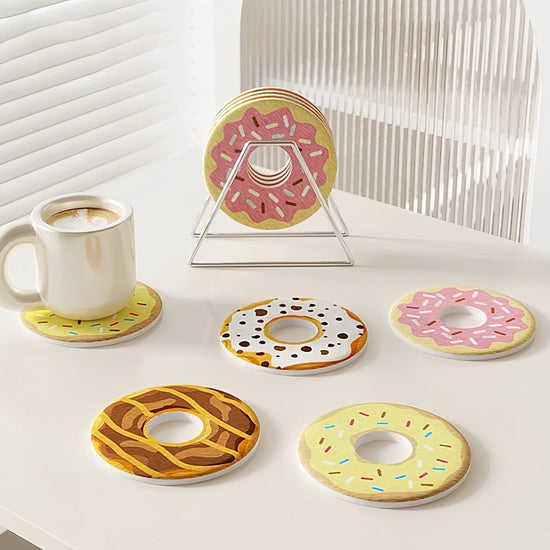 Coasters - Non-slip coasters - heat insulating coasters - Set of 4 - Donut-shaped - Anti-burn and anti-slip - Nice decoration for your home and dining table