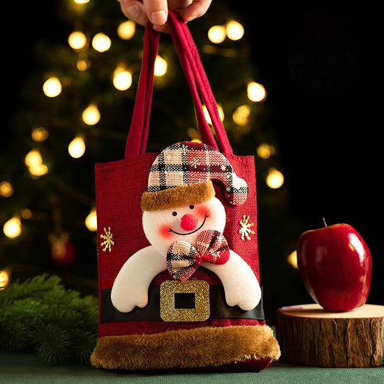 Christmas Gift Bags - Set of 3 - Velvet Material - Candy Bags for Kids - Christmas Apple Bags - Reusable Christmas Gift Bags - Party Bags - 35*20cm